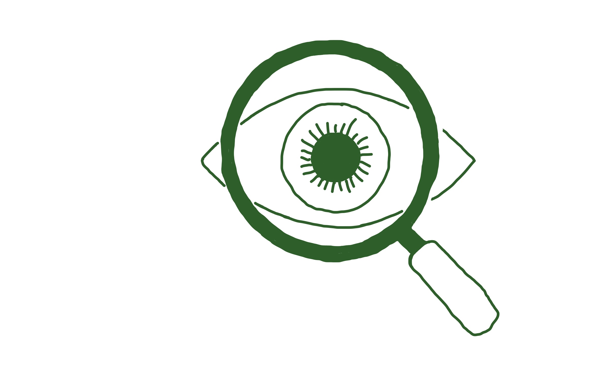 Lupe über einem Auge — Symbol für: Möglichkeiten entdecken, die schon da sind.
